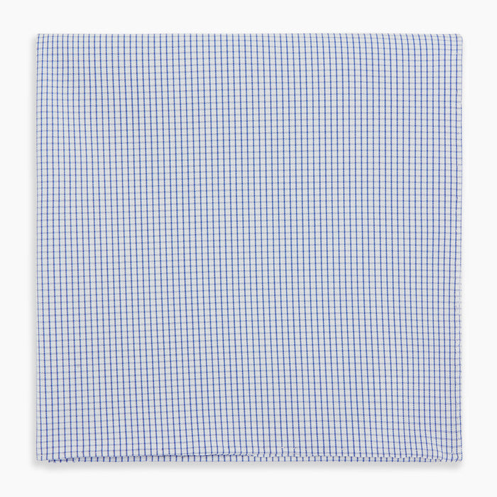 Hand Rolled Blue Graph Check Handkerchief Image 4