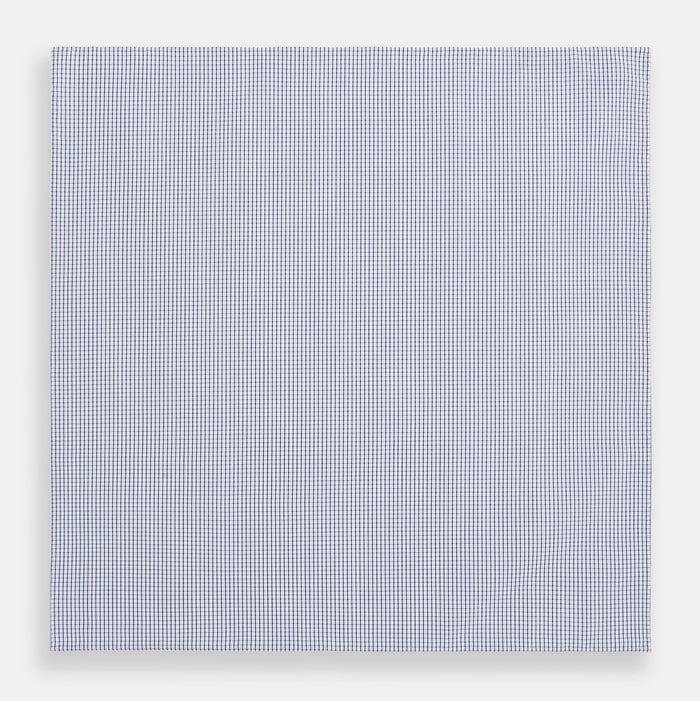 Hand Rolled Navy Graph Check Handkerchief Image 2