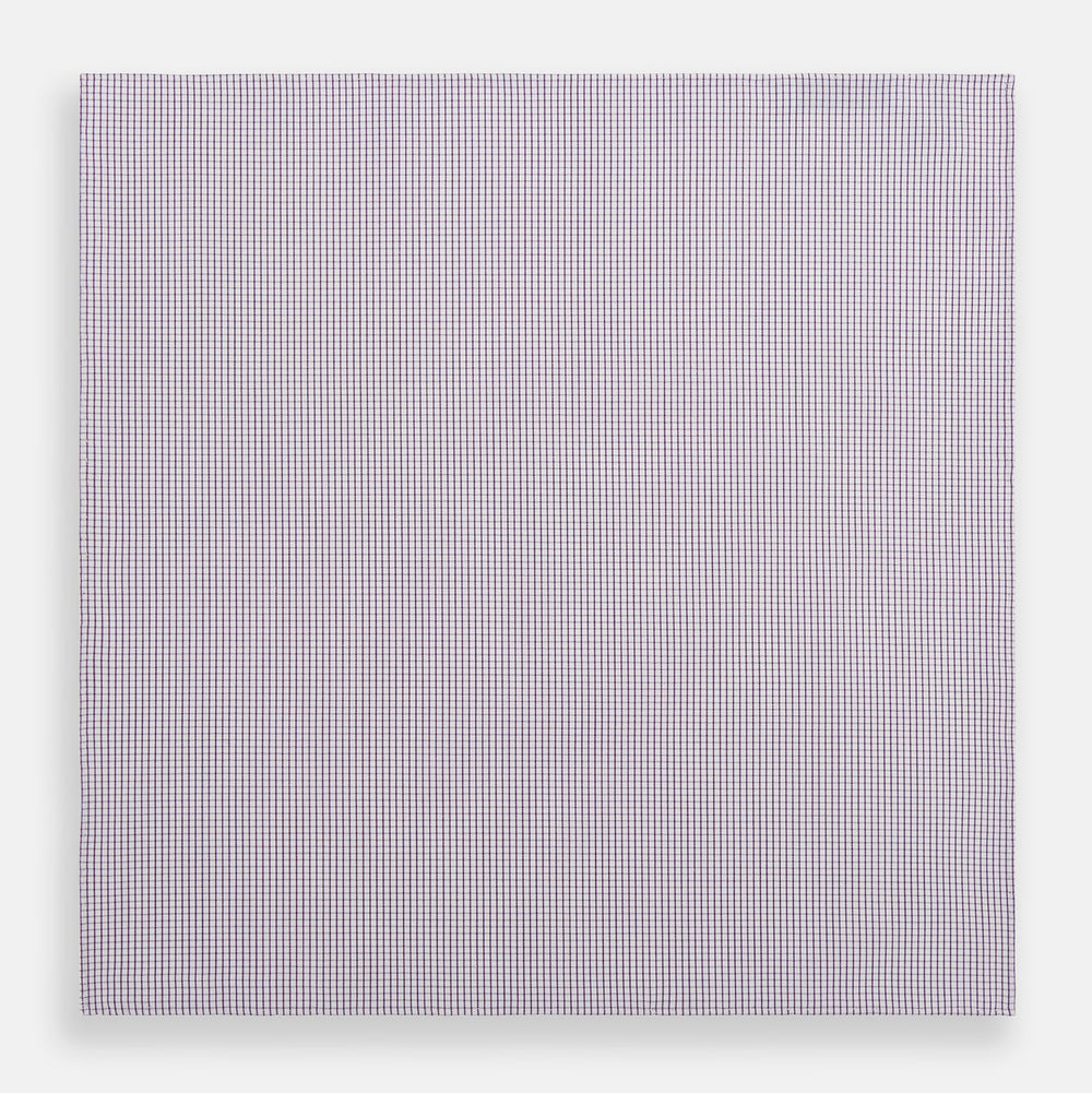 Hand Rolled Purple Graph Check Handkerchief
