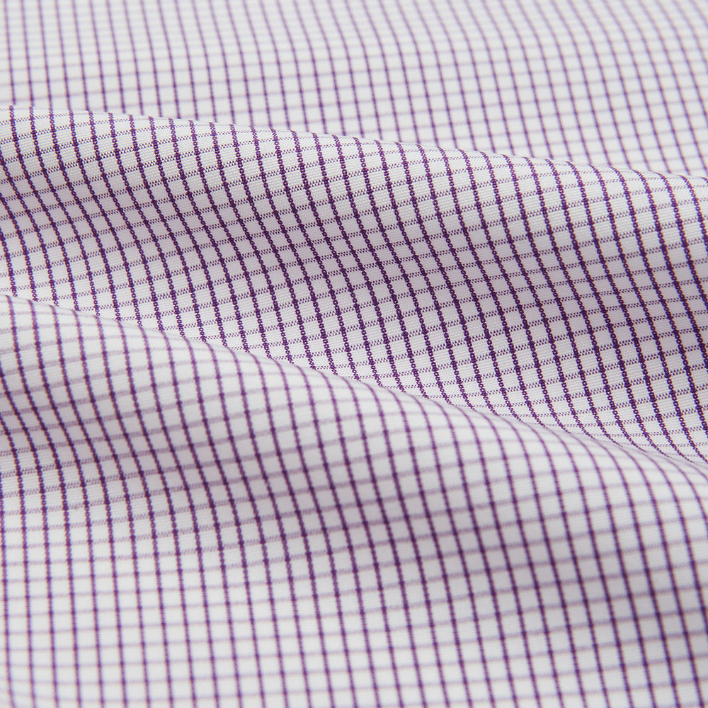 Hand Rolled Purple Graph Check Handkerchief