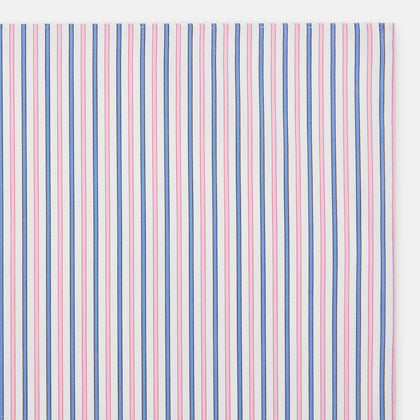 Hand Rolled Pink and Blue Track Stripe Handkerchief