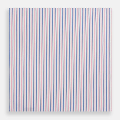 Hand Rolled Pink and Blue Track Stripe Handkerchief Image 2