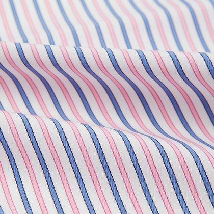 Hand Rolled Pink and Blue Track Stripe Handkerchief Image 3