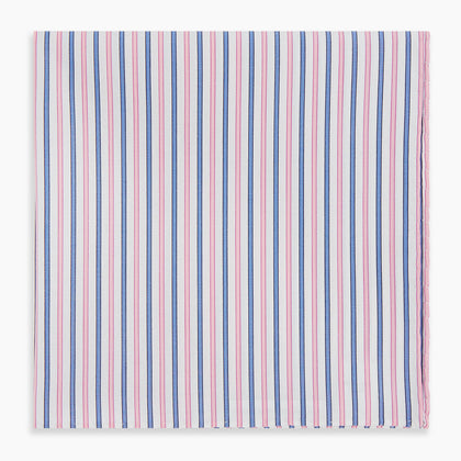 Hand Rolled Pink and Blue Track Stripe Handkerchief Image 4
