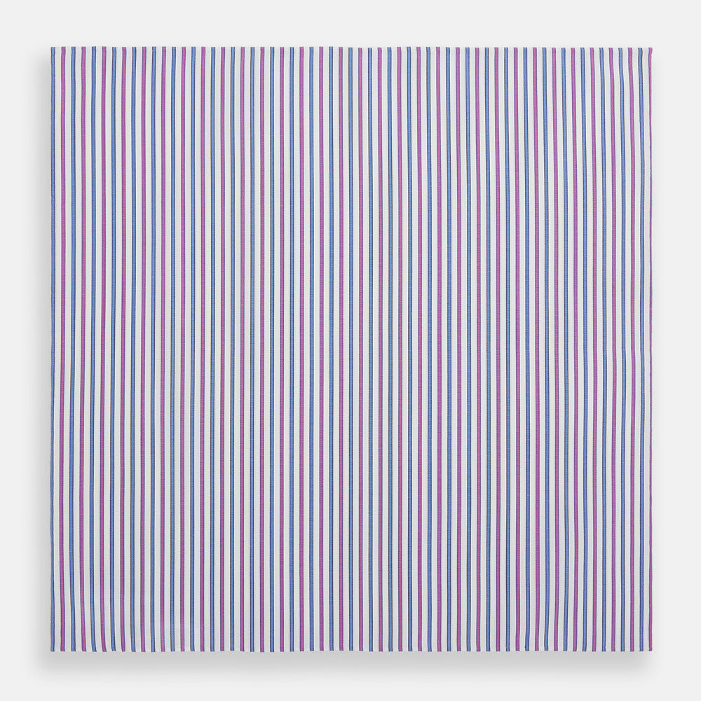 Hand Rolled Purple and Blue Track Stripe Handkerchief