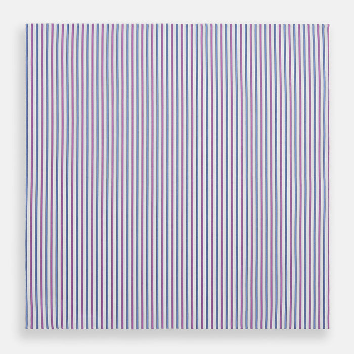 Hand Rolled Purple and Blue Track Stripe Handkerchief Image 2