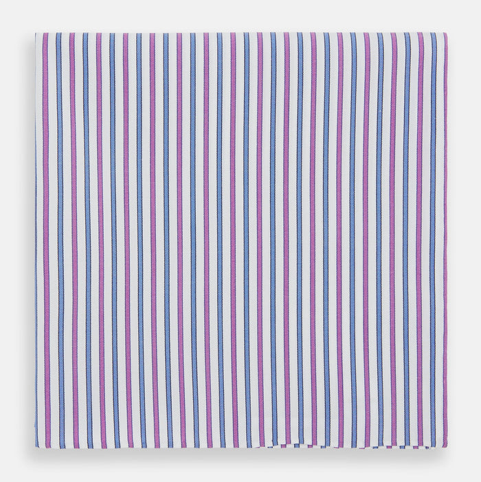 Hand Rolled Purple and Blue Track Stripe Handkerchief