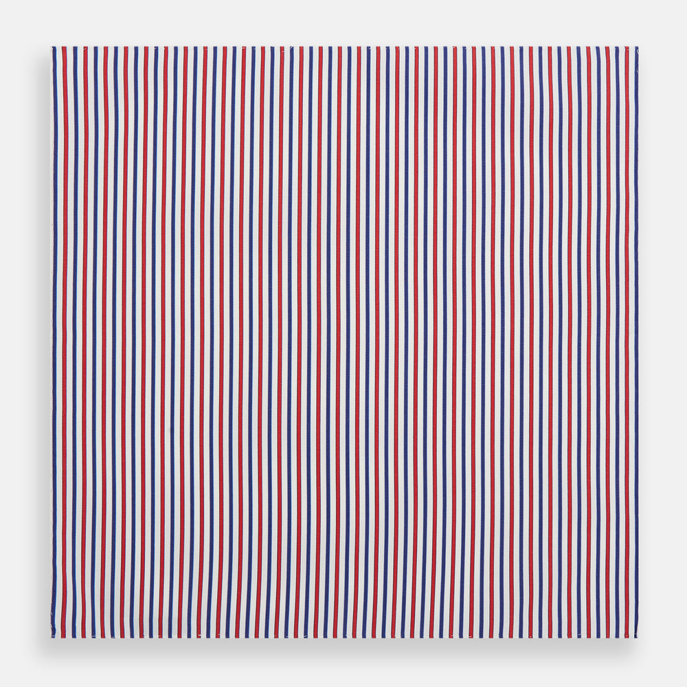 Hand Rolled Red and Blue Track Stripe Handkerchief