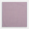 View 3 of product The Hand Rolled Red and Blue Track Stripe Handkerchief by Turnbull & Asser features vertical red, blue, and white stripes—a refined cotton accessory with a visible seam, ideal for formal occasions.