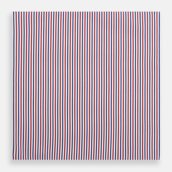 Hand Rolled Red and Blue Track Stripe Handkerchief Image 2