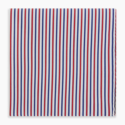 Hand Rolled Red and Blue Track Stripe Handkerchief Image 4