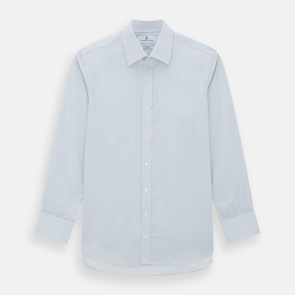 Blue and White Pencil Stripe Cashmerello Mayfair Shirt