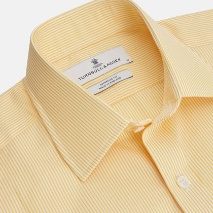 Yellow Fine Stripe Regular Fit Shirt with T&A Collar