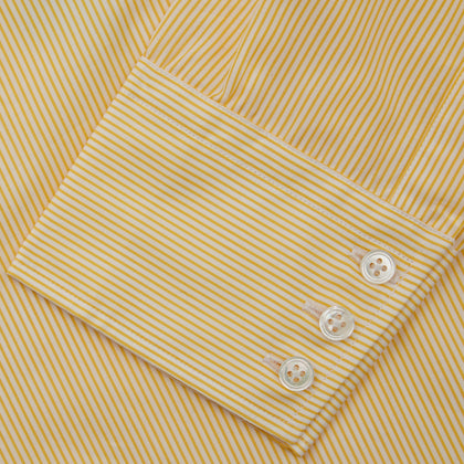 Yellow Fine Stripe Regular Fit Shirt with T&A Collar Image 2