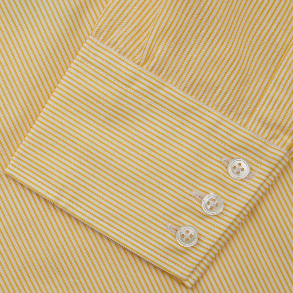 Yellow Fine Stripe Regular Fit Shirt with T&A Collar