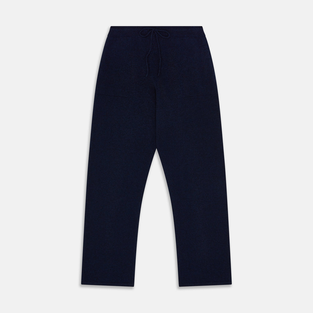 Navy Cashmere Knitted Traditional Pyjama Set