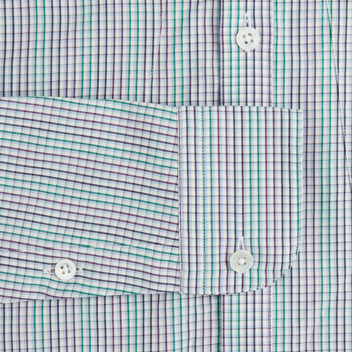 Green Graph Overlay Micro Check Piccadilly Shirt Image 2