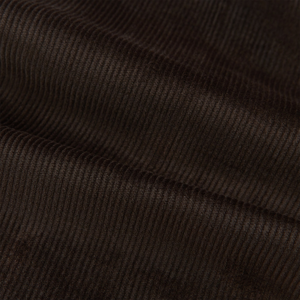 The Brown Corduroy Henry Trousers by Turnbull & Asser feature a slim, tailored fit with side adjusters and button closure, shown on a plain white background.