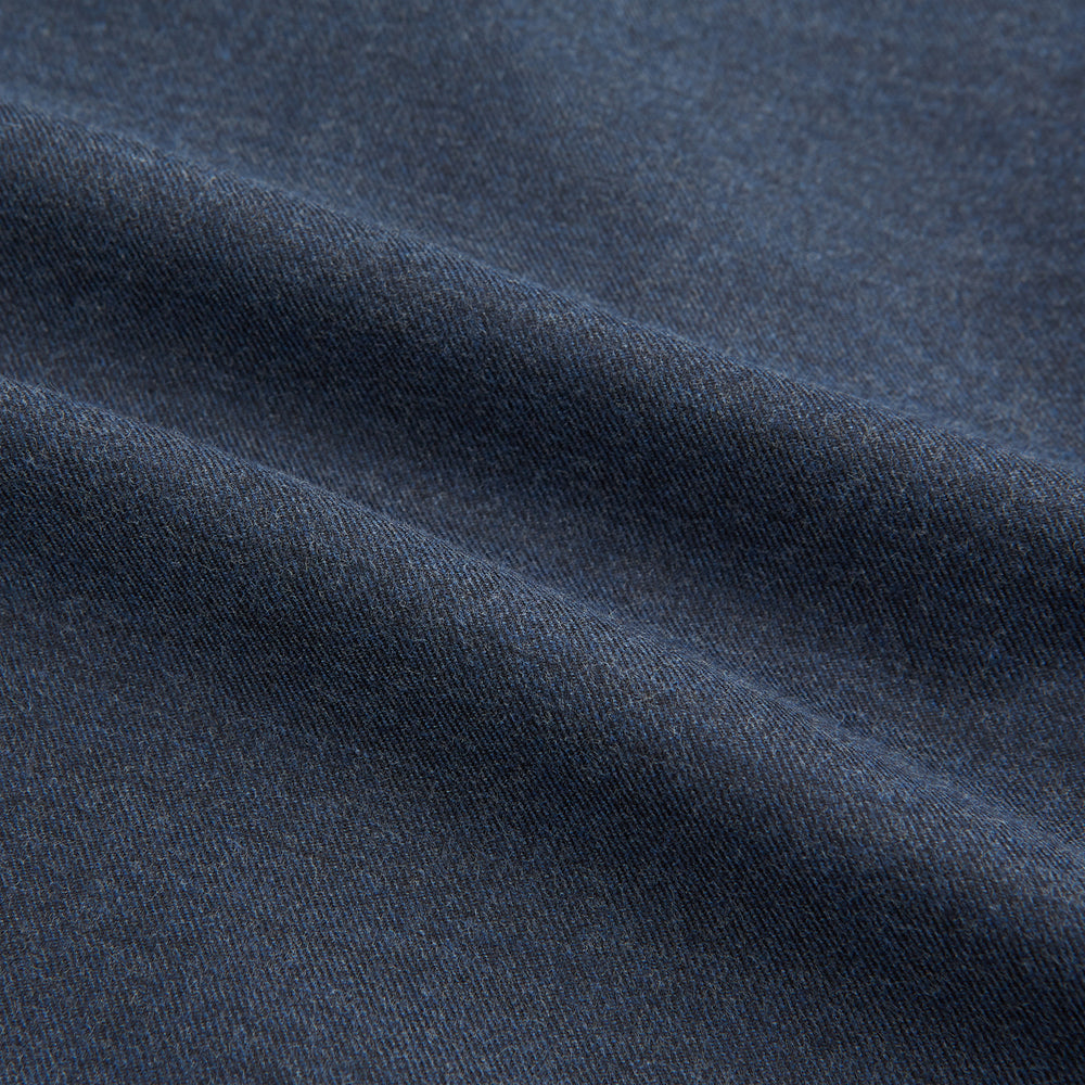The Navy Chelsea Shirt by Turnbull & Asser is a long-sleeve, button-down flannel with a chest pocket, shown flat on a white background for a classic smart-casual style.