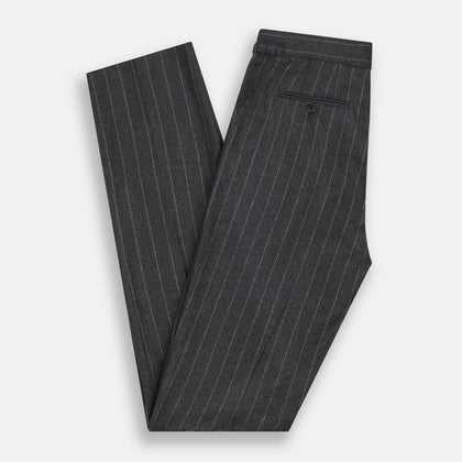Charcoal Pinstripe Henry Trousers Image 4
