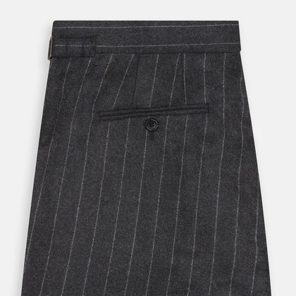 Charcoal Pinstripe Henry Trousers Image 3