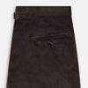 View 4 of product The Brown Corduroy Henry Trousers by Turnbull & Asser feature a slim, tailored fit with side adjusters and button closure, shown on a plain white background.