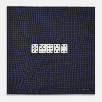 Casino Royale Midnight Blue Straight Flush Pocket Square in Silk Image 4