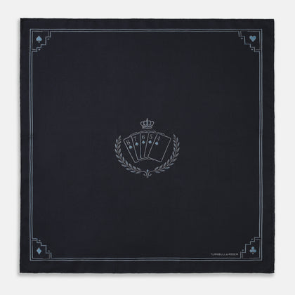 Casino Royale Midnight Blue Crest Pocket Square in Silk