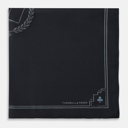 Casino Royale Midnight Blue Crest Pocket Square in Silk Image 2