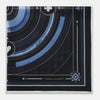 View 3 of product Presenting the Casino Royale Midnight Blue Target Pocket Square in Silk from Turnbull & Asser UK—a luxurious silk square scarf adorned with concentric circles in rich midnight blue and black, accented by playing card suit symbols (spade, diamond, club, heart) at each cardinal point and striking geometric patterns in the corners. This elegant accessory is perfect for adding a touch of sophisticated intrigue to your ensemble.