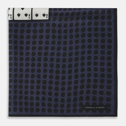Casino Royale Midnight Blue Straight Flush Pocket Square in Silk Image 3