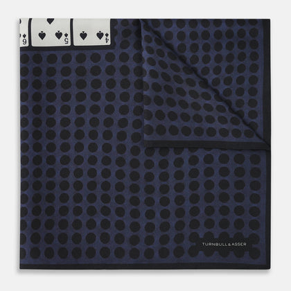 Casino Royale Midnight Blue Straight Flush Pocket Square in Silk Image 2