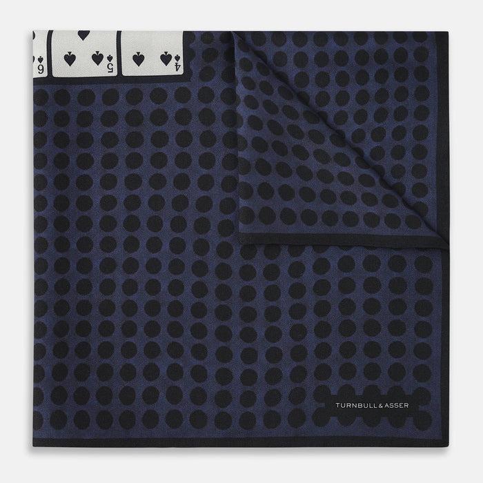 Casino Royale Midnight Blue Straight Flush Pocket Square in Silk Image 2