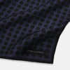 View 2 of product The Casino Royale Midnight Blue Straight Flush Pocket Square in Silk by Turnbull & Asser UK features a rich midnight blue background adorned with a black dotted pattern and showcases five playing cards—the 10, 9, 8, 7, and 6 of spades—arranged in a row at the center for an elegant straight flush design inspired by classic casino style.