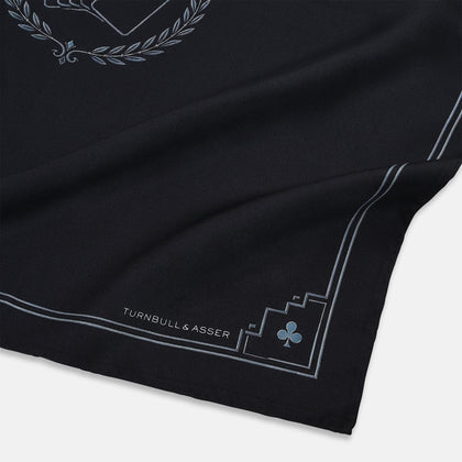 Casino Royale Midnight Blue Crest Pocket Square in Silk Image 1
