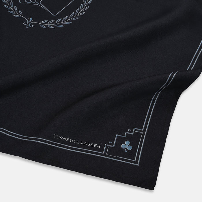 Casino Royale Midnight Blue Crest Pocket Square in Silk Image 1