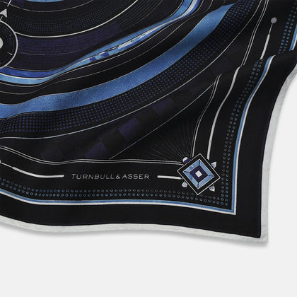 Casino Royale Midnight Blue Target Pocket Square in Silk Image 1