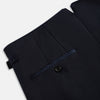 View 7 of product Casino Royale Midnight Blue Tuxedo Trousers in Wool, midnight navy virgin wool dress trousers featuring side adjusters at the waistband.