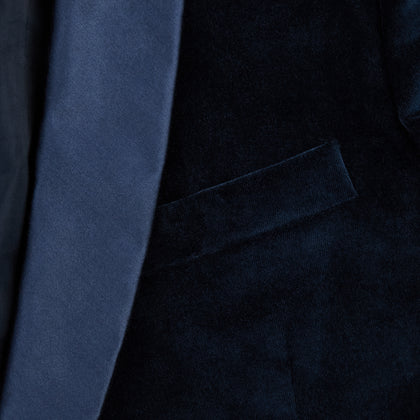 Casino Royale Midnight Blue Tuxedo Jacket in Cotton Velvet Image 3