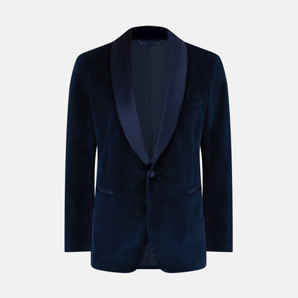 Casino Royale Midnight Blue Tuxedo Jacket in Cotton Velvet