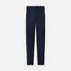 View 1 of product Casino Royale Midnight Blue Tuxedo Trousers in Wool, midnight navy virgin wool dress trousers featuring side adjusters at the waistband.