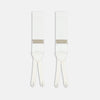 View 1 of product Two White Casino Royale Braces by Turnbull & Asser, as seen on James Bond, handmade in England with silver metal adjusters and leather detailing at the ends—displayed against a plain white background and offering the perfect finishing touch for a 007-inspired look.