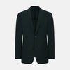 View 1 of product The Turnbull & Asser Forest Green Knitted London Blazer showcases notch lapels, two buttons, patch and chest pockets on a white background—a modern classic for timeless style.