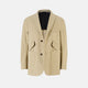 Riviera Sand Oversized Blazer in Cotton by Turnbull & Asser UK, featuring two spacious front pockets, a single chest pocket, and a classic notched lapel. Expertly tailored from premium cotton-nylon stretch fabric, this blazer is shown front-facing against a clean white background—an essential piece for achieving effortless sophistication.