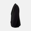 View 3 of product Introducing the Riviera Chocolate Oversized Blazer in Cotton by Turnbull & Asser UK—a dark brown blazer featuring two front buttons, three patch pockets, and notch lapels. Crafted from a cotton-nylon stretch fabric and showcased against a plain white background, this piece is a timeless addition to your autumn wardrobe.