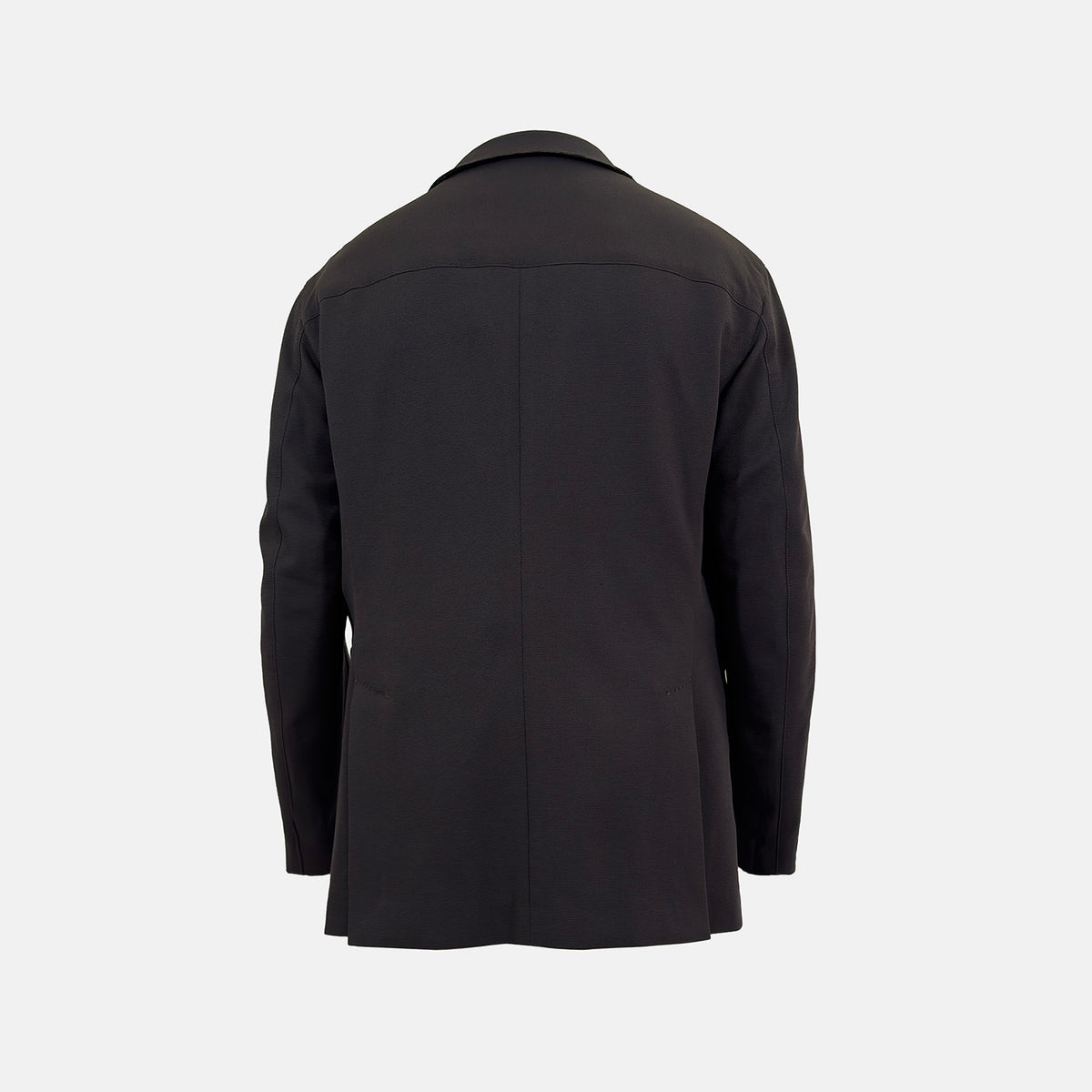 View 4 of product Introducing the Riviera Chocolate Oversized Blazer in Cotton by Turnbull & Asser UK—a dark brown blazer featuring two front buttons, three patch pockets, and notch lapels. Crafted from a cotton-nylon stretch fabric and showcased against a plain white background, this piece is a timeless addition to your autumn wardrobe.