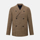 The Henley Pinecone Blazer in Linen by Turnbull & Asser UK features a brown double-breasted design with six black buttons, notch lapels, and three front pockets—ideal for effortless British summer dressing—shown against a plain white background.