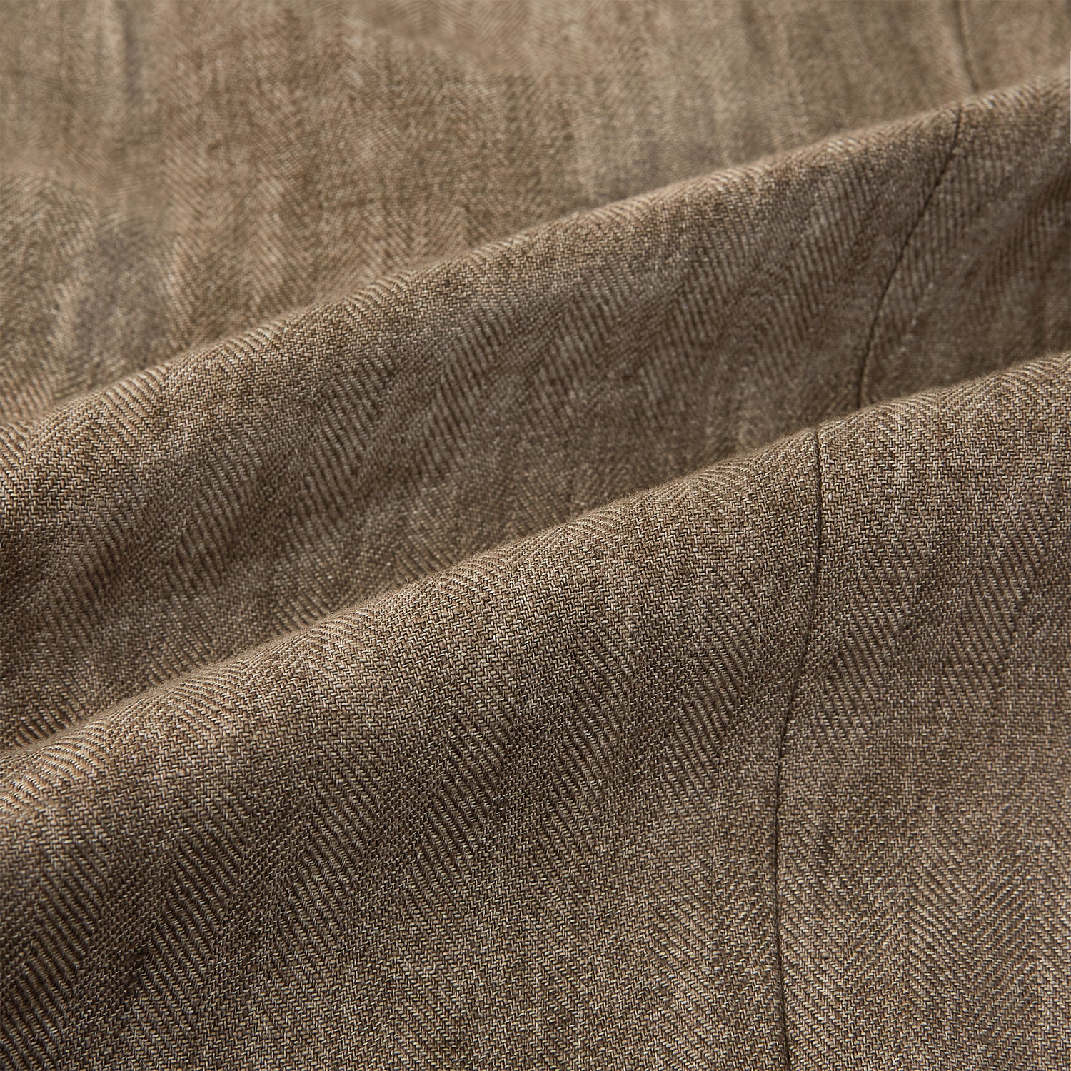 View 5 of product The Henley Pinecone Blazer in Linen by Turnbull & Asser UK features a brown double-breasted design with six black buttons, notch lapels, and three front pockets—ideal for effortless British summer dressing—shown against a plain white background.
