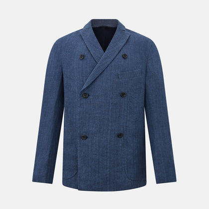 Henley Denim Blazer in Linen