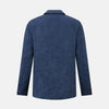 View 3 of product The Henley Denim Blazer in Linen by Turnbull & Asser UK features a double-breasted design with six black buttons, notch lapels, two front pockets, and a chest pocket—a timeless staple for effortless British summer dressing—displayed on a plain white background.